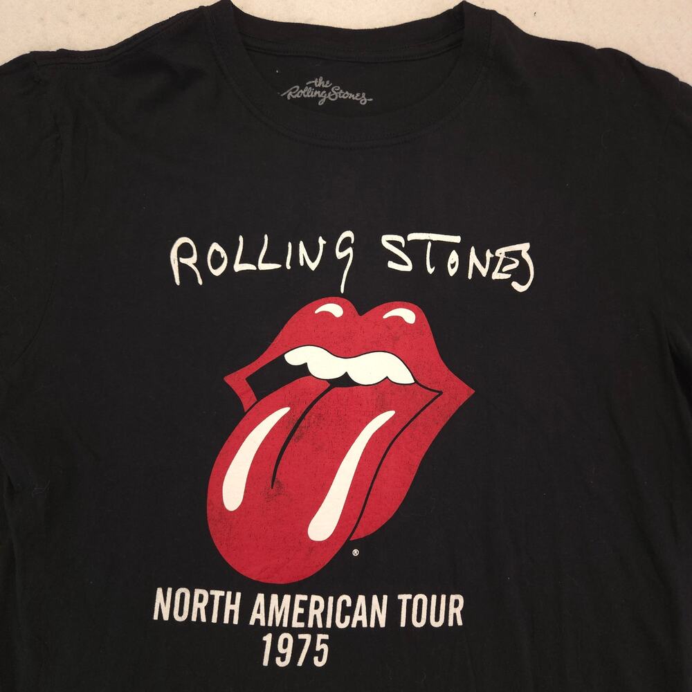 The Rolling Stones Band North American Tour 1975 Crew Neck T Shirt Mens Size L